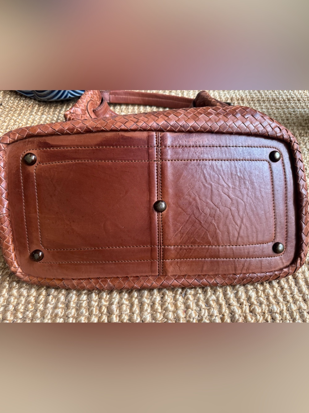 Valentina Tan Woven Leather Tote / Cross Body purse - Picture 11 of 14